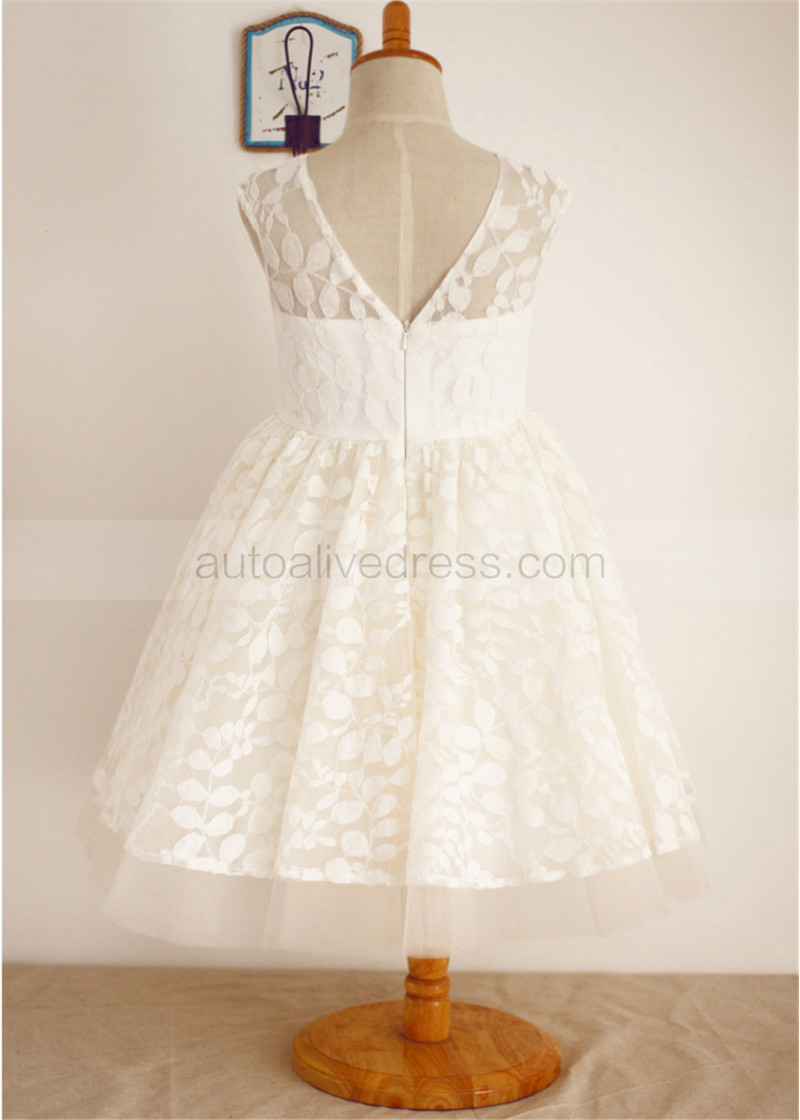 Lace Knee Length Flower Girl Dress